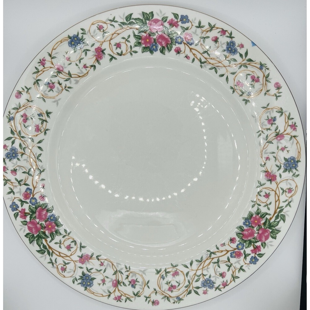 Farberware Monaco Dinner Plate 11" Fine China Floral Gold Trim White Vintage - Picture 2 of 6